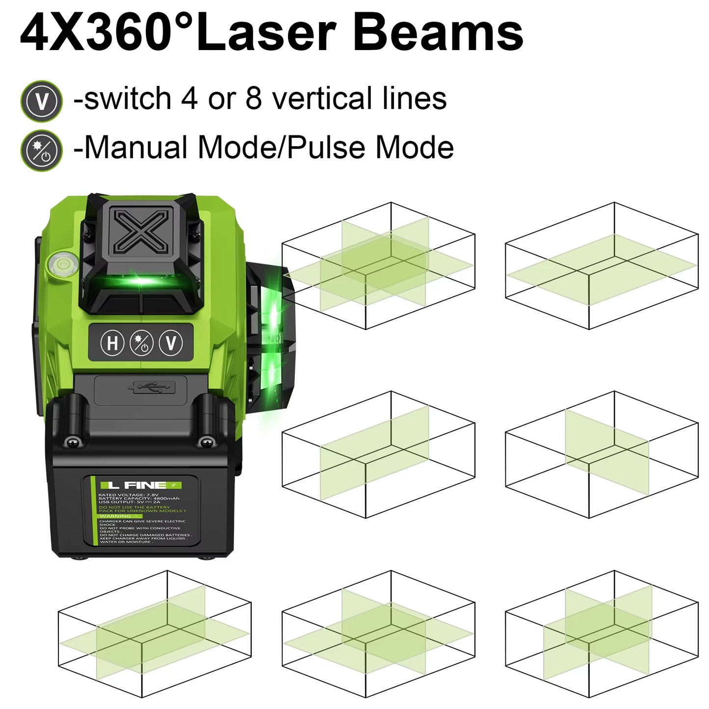4D 16 Lines 360°Self-Leveling Laser Levels with Tripod and Suitcase Horizontal and Vertical Professional Laser Level Tool