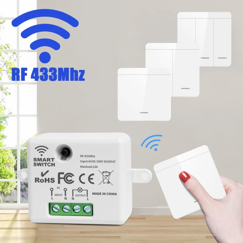 Wireless Smart Switch Light 433Mhz 1/2/3Gang 86 Wall Panel Switch with Remote Control Interruptor 10A 110V 220V for LED Lamp