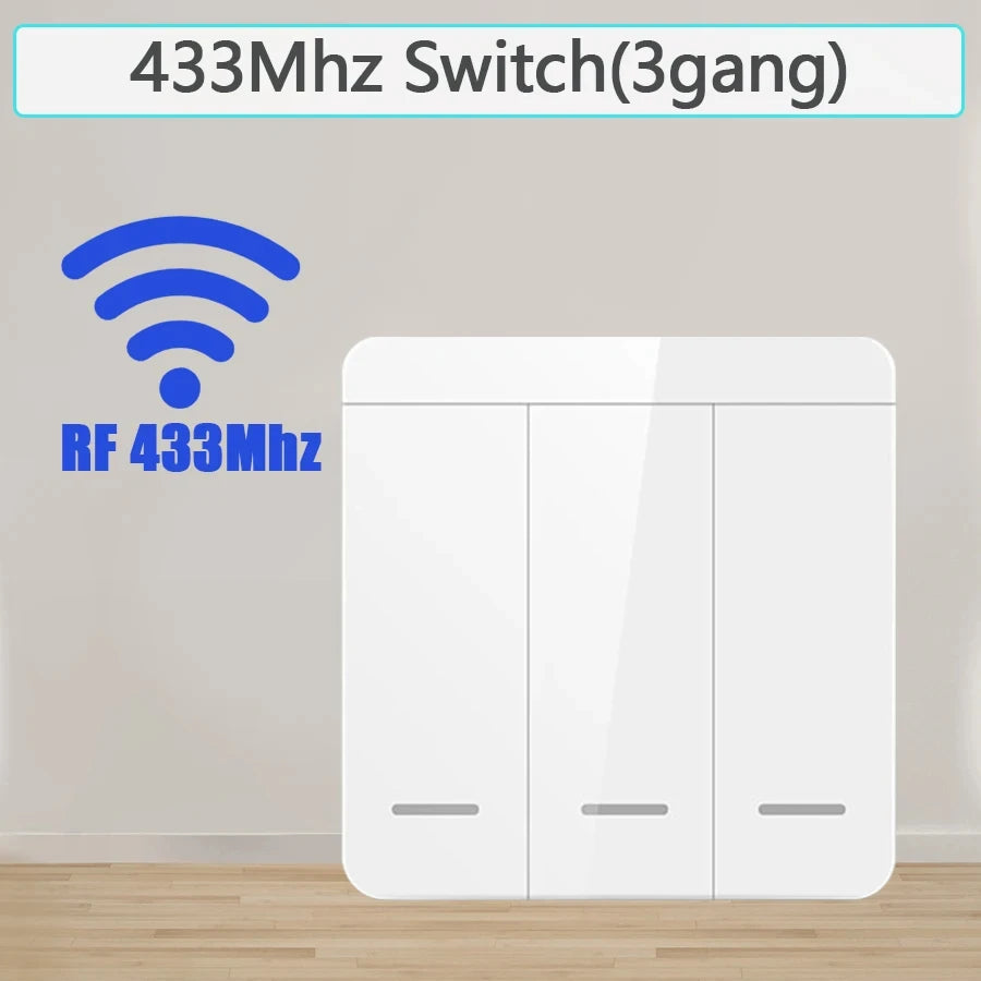 Wireless Smart Switch Light 433Mhz 1/2/3Gang 86 Wall Panel Switch with Remote Control Interruptor 10A 110V 220V for LED Lamp