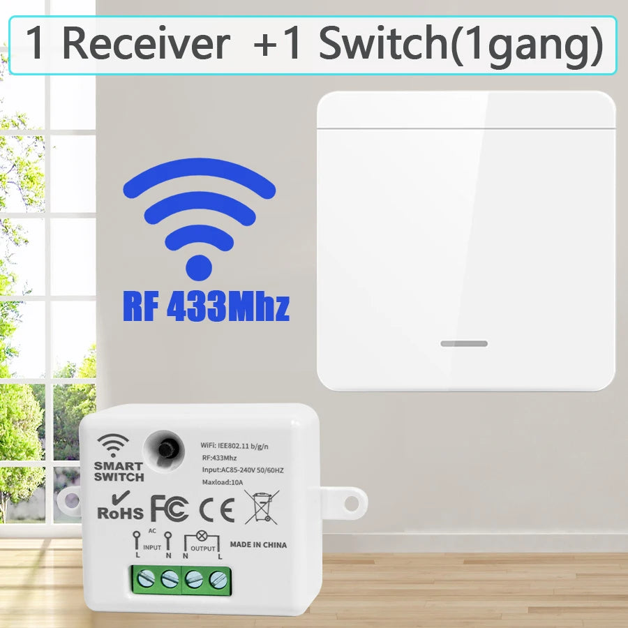 Wireless Smart Switch Light 433Mhz 1/2/3Gang 86 Wall Panel Switch with Remote Control Interruptor 10A 110V 220V for LED Lamp