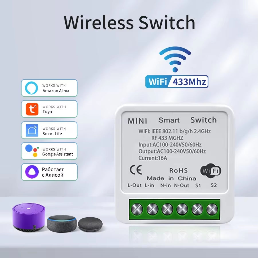 Wifi Smart Switch for Led Lighting Tuya Smart Life RF 433Mhz Remote Voice Control Alexa Google Alice 1/2/3 Gang Wireless Switch