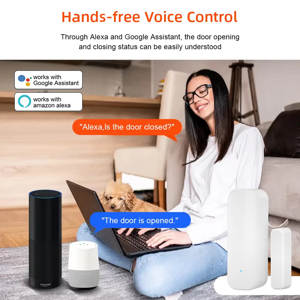 Wifi or Zigbee Window Door Sensor Tuya Smart Home Security Alarm System Voice Control via Alexa Google Home Smart