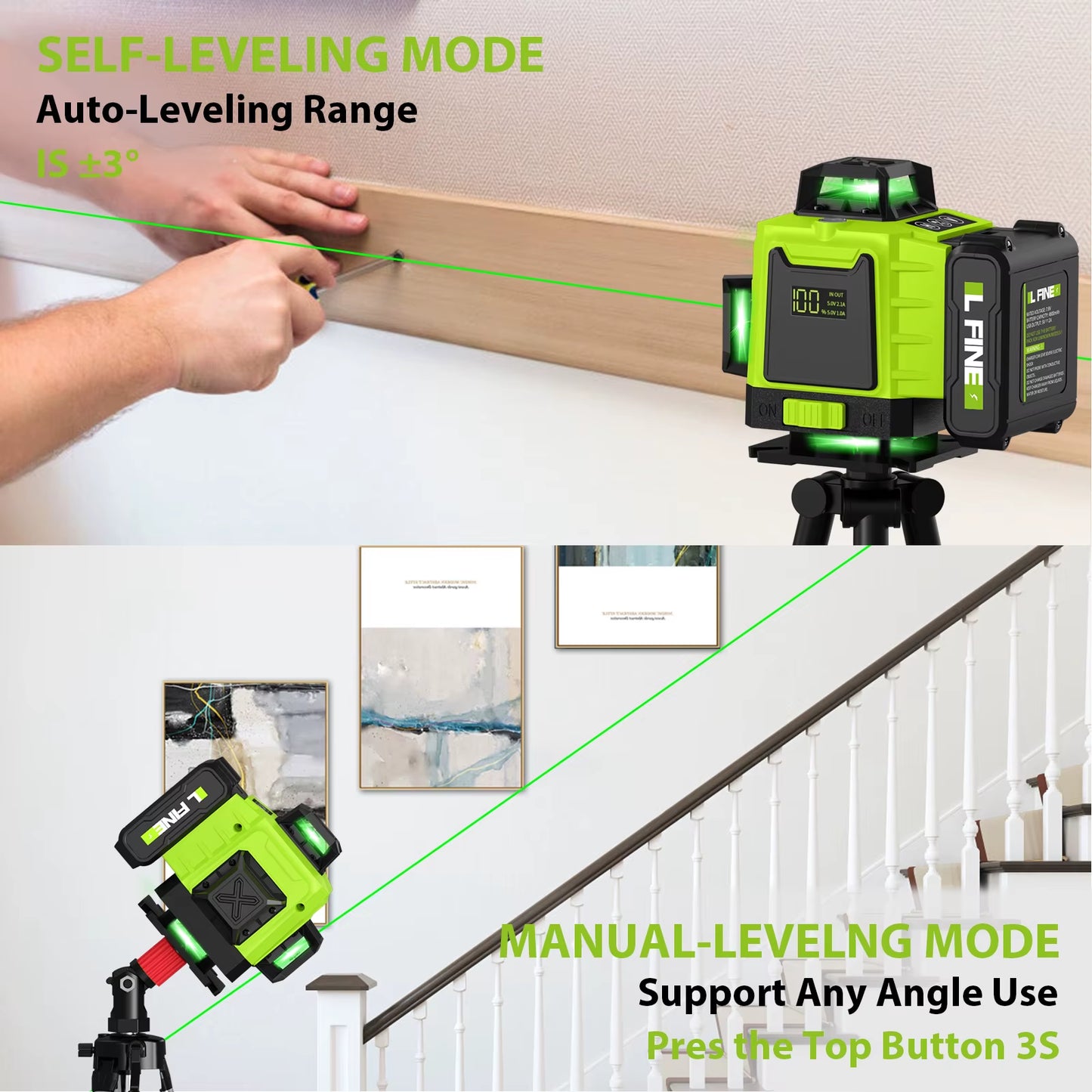 4D 16 Lines 360°Self-Leveling Laser Levels with Tripod and Suitcase Horizontal and Vertical Professional Laser Level Tool