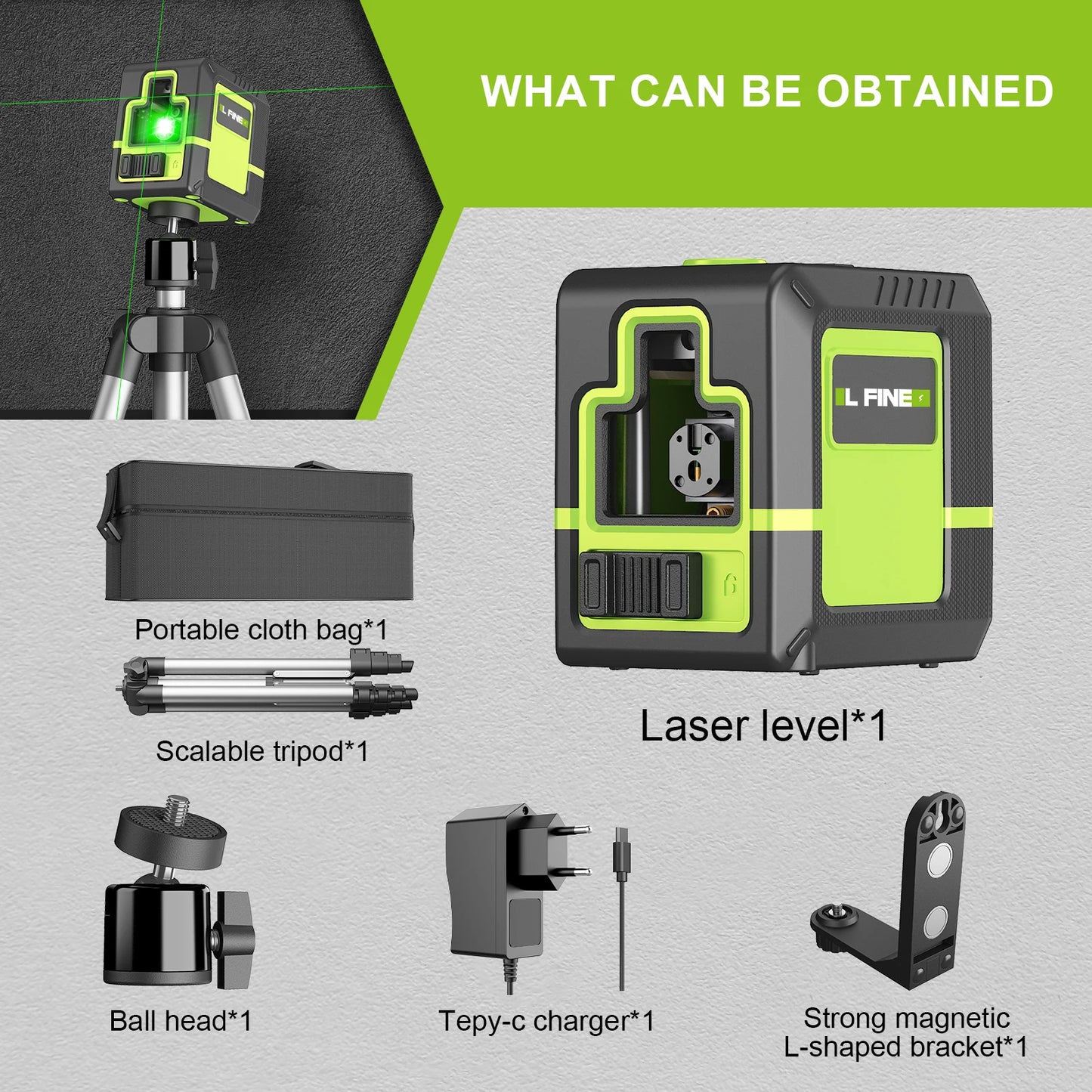 4D 16 Lines 360°Self-Leveling Laser Levels with Tripod and Suitcase Horizontal and Vertical Professional Laser Level Tool