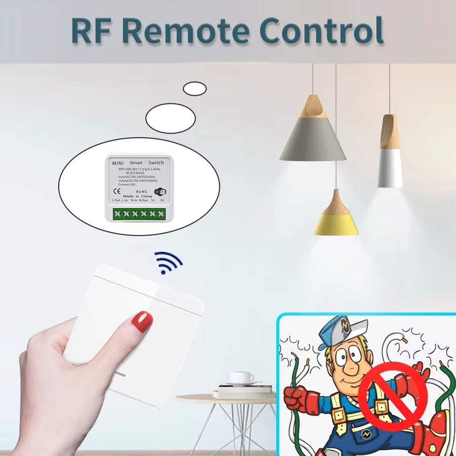 Wifi Smart Switch for Led Lighting Tuya Smart Life RF 433Mhz Remote Voice Control Alexa Google Alice 1/2/3 Gang Wireless Switch