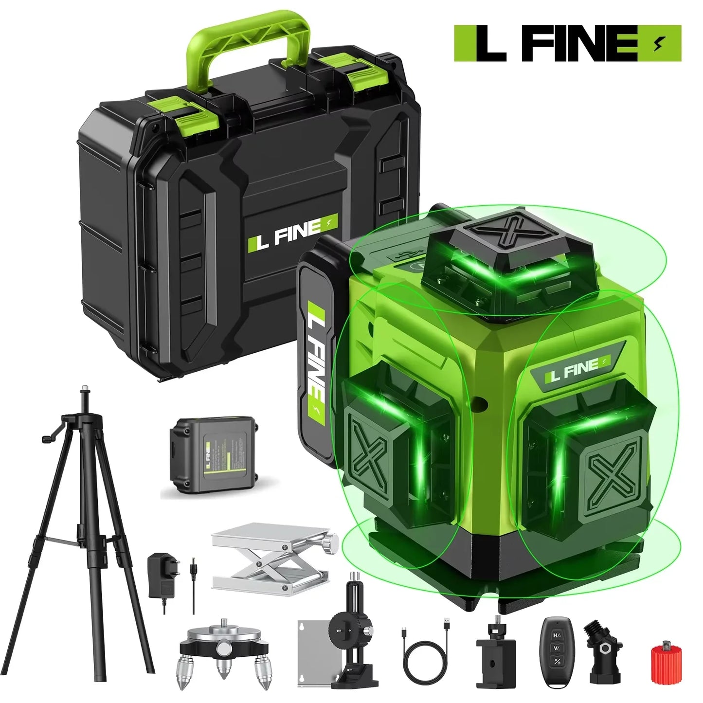 4D 16 Lines 360°Self-Leveling Laser Levels with Tripod and Suitcase Horizontal and Vertical Professional Laser Level Tool