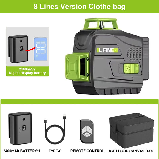 4D 16 Lines 360°Self-Leveling Laser Levels with Tripod and Suitcase Horizontal and Vertical Professional Laser Level Tool
