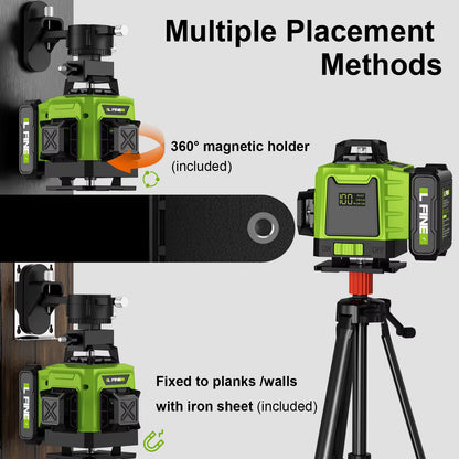 4D 16 Lines 360°Self-Leveling Laser Levels with Tripod and Suitcase Horizontal and Vertical Professional Laser Level Tool