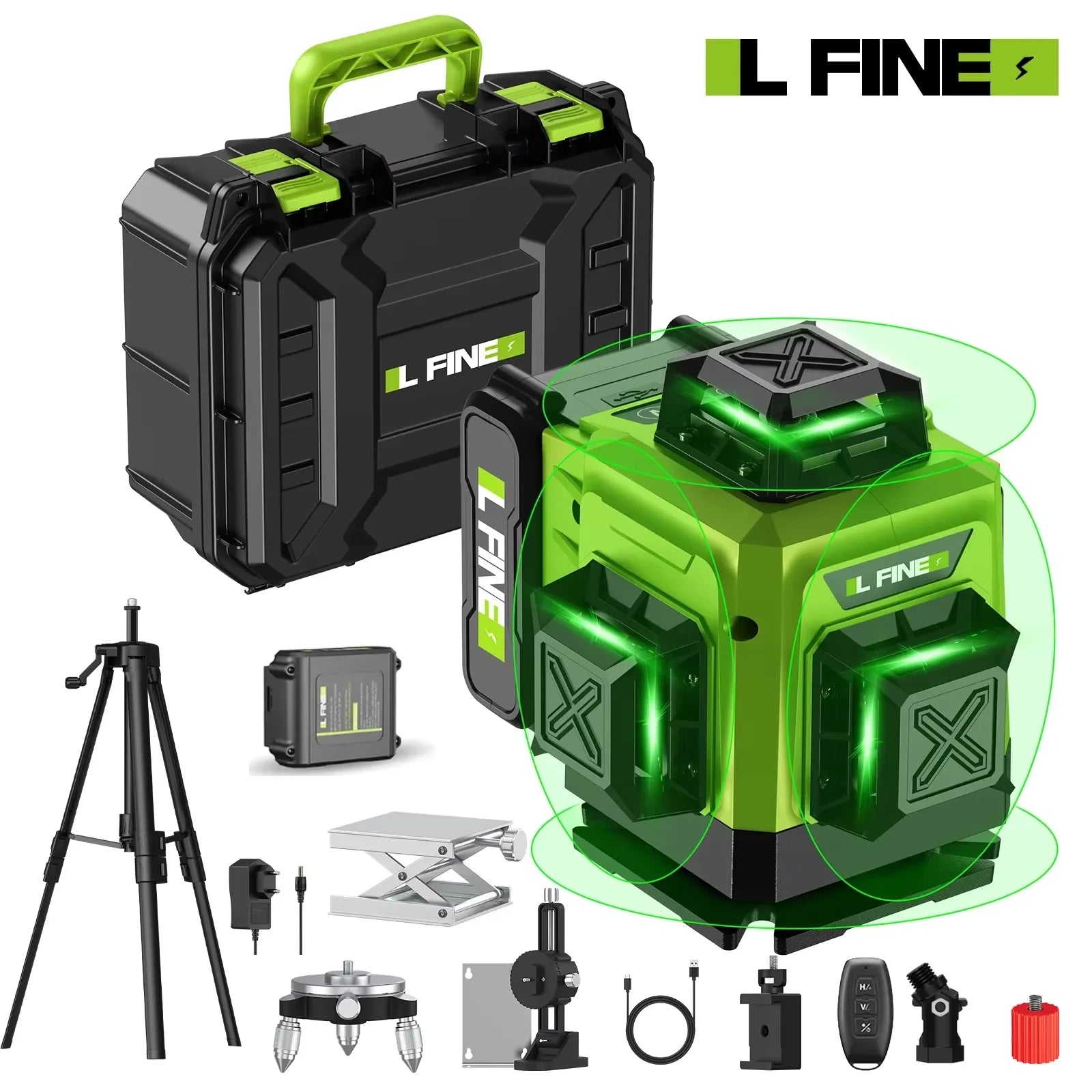 4D 16 Lines 360°Self-Leveling Laser Levels with Tripod and Suitcase Horizontal and Vertical Professional Laser Level Tool